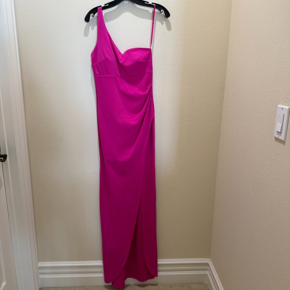 Windsor Hot Pink One Shoulder Long Dress with Side Slit Size S